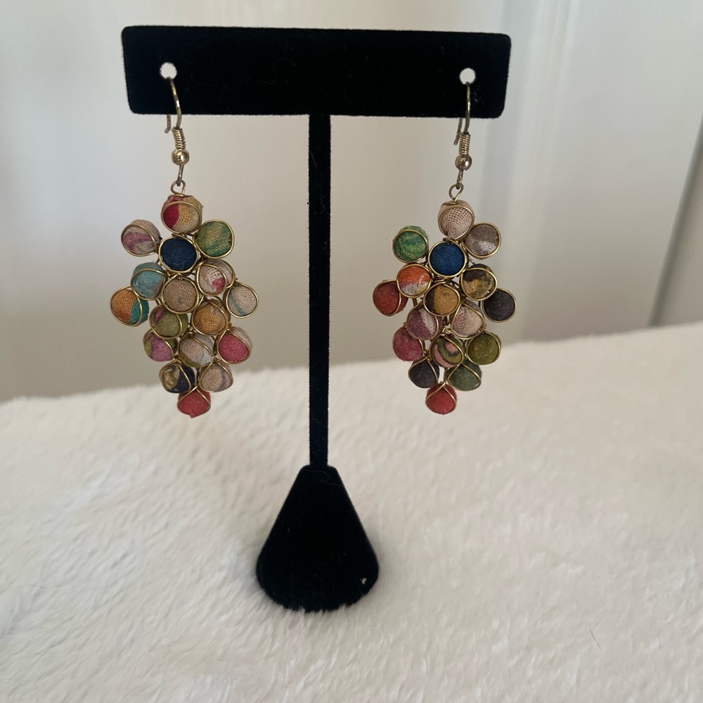 Multicolor Cluster Drop Earrings